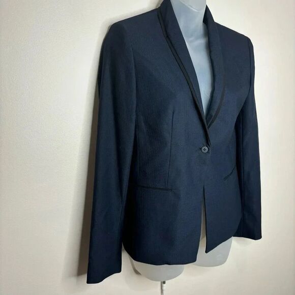T Tahari Navy Blue Black Blazer Jacket size US 4 Career office wear - Picture 8 of 8